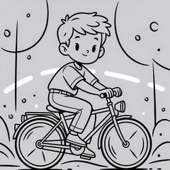 Fototapeta premium boy riding a bike