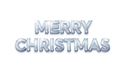Shiny and transparent Merry Christmas text effect on a white background, perfect for holiday greeting cards, banners, or festive designs.