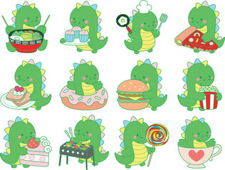 Obraz premium Illustrations of cute Dinosaur character clip art for children. Dinosaur 
