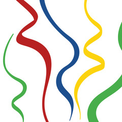 Abstract Colorful Vertical Wavy Ribbons on White Background