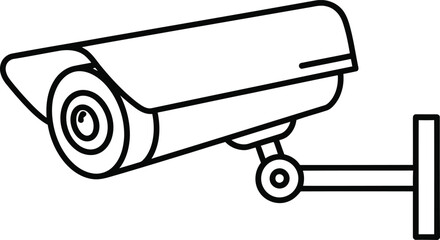 Security camera outline illustration for surveillance and safety concepts
