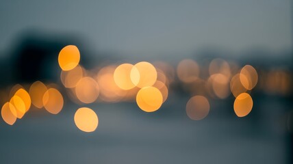Abstract blurred bokeh lights in the night city with warm light circles