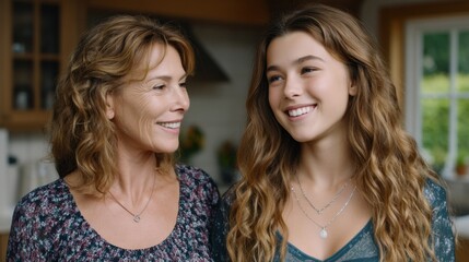 A Heartwarming Moment: A Mother and Daughter Share a Joyful Laugh Over Funny Notes in Soft Sunlight