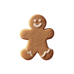 Gingerbread Man Cookie Isolated – Simple Holiday Biscuit with White Icing