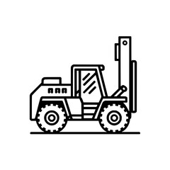Naklejka premium Forklift truck vehicle industrial equipment machinery transport construction heavy lifting machine icon vector