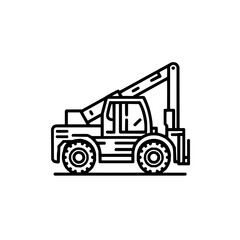 Fototapeta premium Outline forklift truck vehicle equipment machine industrial heavy construction transportation logistics icon vector