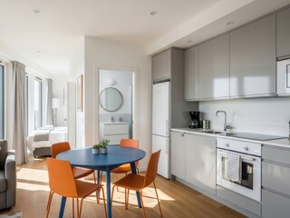 Modern Studio Apartment with Dining and Kitchen Area