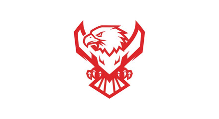 Bold red eagle graphic isolated on white background for design elements