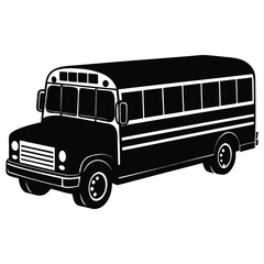 A black silhouette of a school bus ride vector