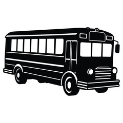 A black silhouette of a school bus ride vector