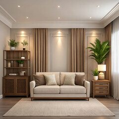 Modern Living Room Interior with Cozy Lighting