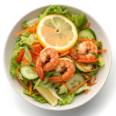 Fresh Shrimp Salad with Lemon and Vegetables
