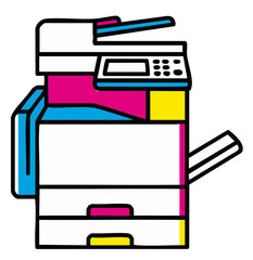 vector illustration of pink office printer