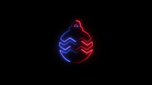Abstract glowing neon Christmas decoration gift icon animation with dark background.