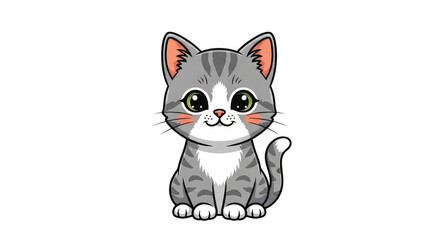 Fototapeta premium Adorable gray tabby kitten illustration