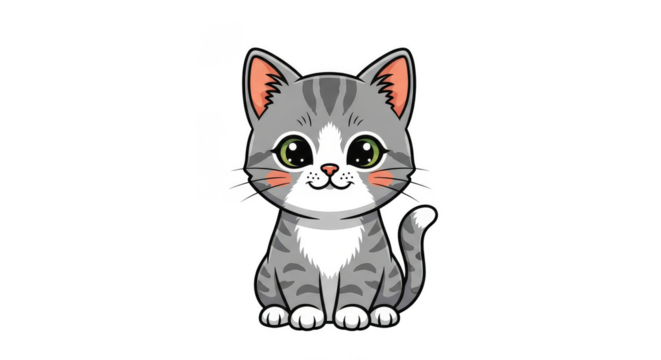 Adorable gray tabby kitten illustration - Powered by Adobe