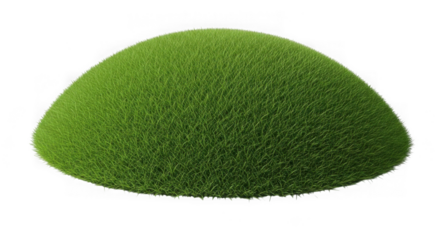 Green grassy mound on a transparent background