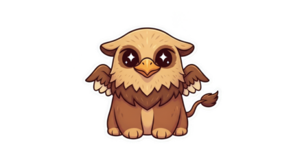 Enchanting cartoon griffin with starry eyes