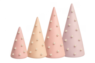 Pastel minimalist christmas trees decorated with pearls