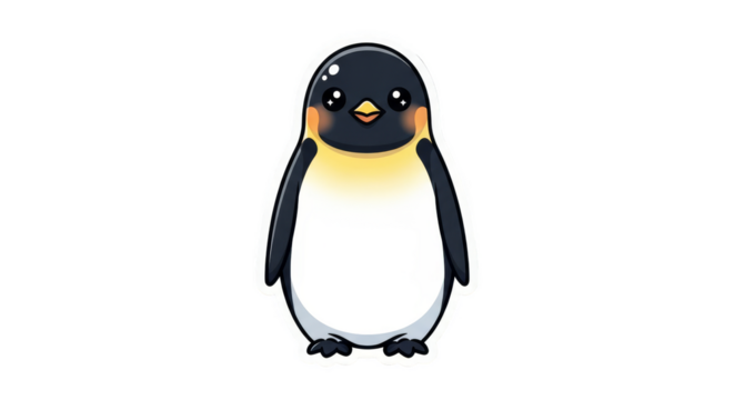 Cute penguin illustration with starry eyes - Powered by Adobe