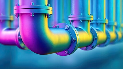 Industrial piping in unique color scheme concept. Colorful industrial piping showcasing modern engineering design.