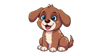 Happy brown puppy illustration sitting