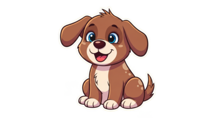 Happy brown puppy illustration sitting