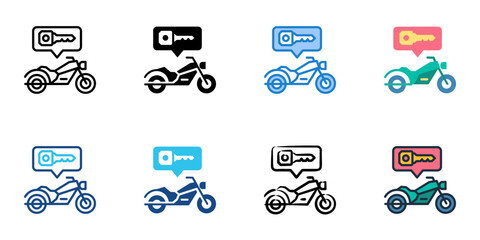 Bike rental icon set multiple style vector collection. Editable Stroke 
