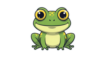 Smiling cartoon frog against black backdrop