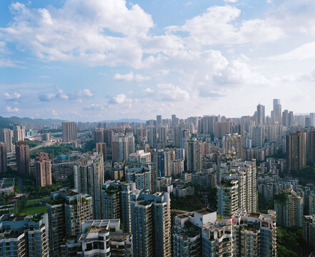Cityscape of Chongqing, China on a bright day.