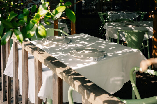 Table Setting at a Cozy Outdoor Restaurant During Daytime