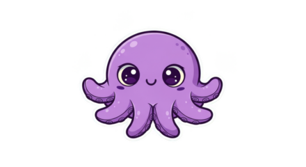 Whimsical Purple Octopus Floating in Void