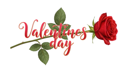 Valentine's Day floral greeting, isolated on transparent background
