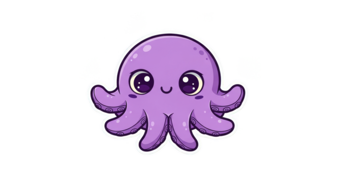 Whimsical Purple Octopus Floating in Void