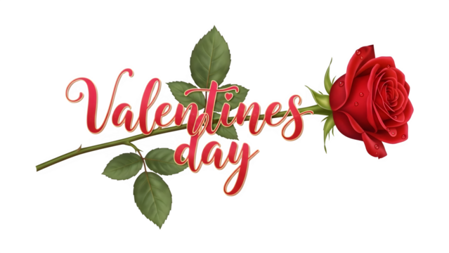 Valentine's Day floral greeting, isolated on transparent background