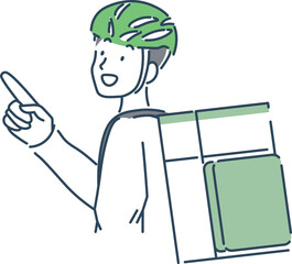 笑顔の男性フードデリバリーのシンプルな上半身のイラスト素材