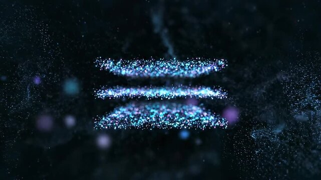 Seamless looping animation of microscopic digital particles slowly dissolving and fading into an infinite dark void background nothingness, looping, webdesign