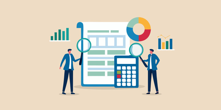 Business analytics and financial review with magnifying glasses - Powered by Adobe