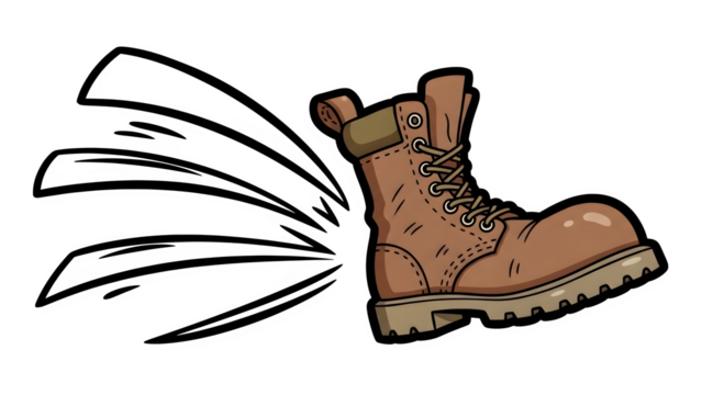 Hiking Boot with Speed Lines, isolated on transparent background - Powered by Adobe