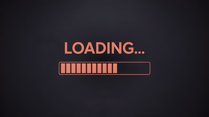 Watchful loading bar filling up slowly as progress is being made on a dark screen background