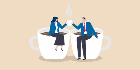 Business colleagues enjoying coffee break together