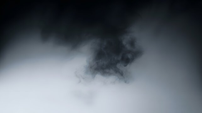 Eerie dark smoke billowing against a soft, misty backdrop creating a dramatic and mysterious atmosphere