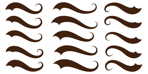 Swoosh and swash tails collection. Swooshes text tail for baseball design. Sports swash underline shapes set in retro style. Swish typography font element for athletics, baseball, 
