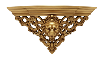 Ornate golden shelf bracket transparent background cutout png