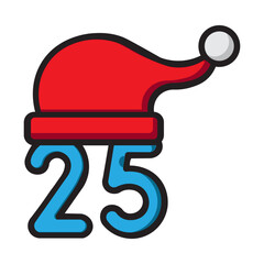 Illustration vector graphic of Festive Twenty-Fifth Day Celebration with Santa Hat Icon_Colored Icon