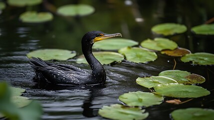 Beautiful wild bird great blue heron on the pier over the water
