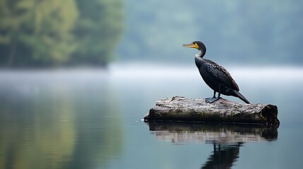 Beautiful wild bird great blue heron on the pier over the water