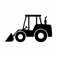 Black Excavator Loader Vector Illustration Heavy Machinery Graphic