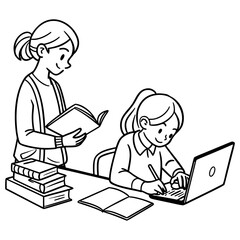 Two Women Studying Together