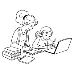 Two Girls Focused on Study